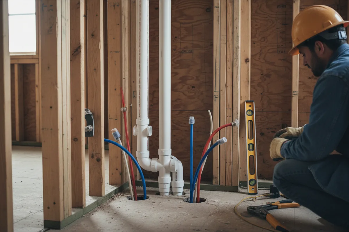 Drain and supply rough-in during Leak Detection in Lineville