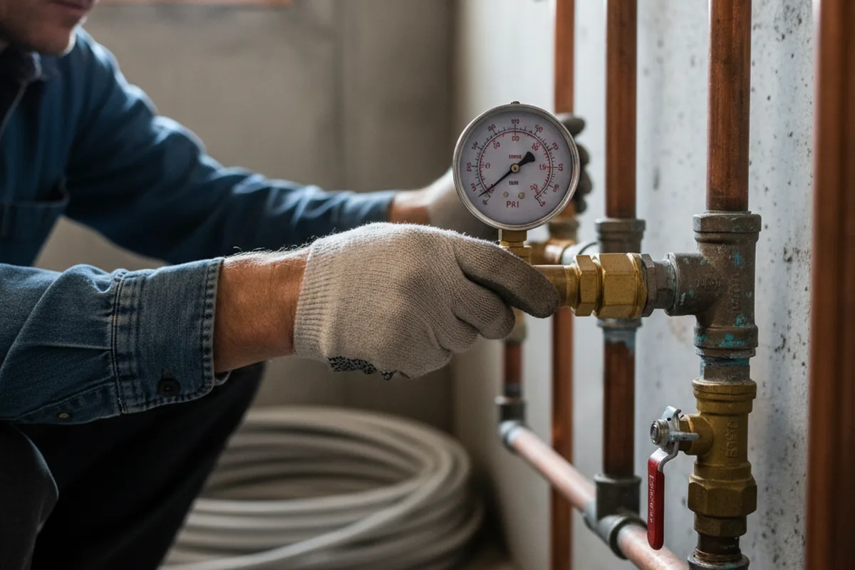 Pressure testing a repaired line during Water Line Repair in Lineville